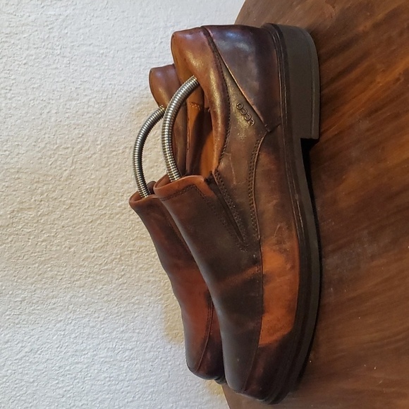 Ecco- Mens Distressed Leather Dress Shoes Slip on Neutral Comfy! Like New! Sz.10 - Picture 4 of 13